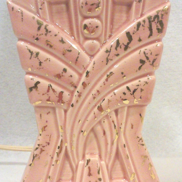 Vintage 50s Pink Ceramic Lamp Zena China Atomic Skyscraper Accent Made O… - Picture 4 of 6
